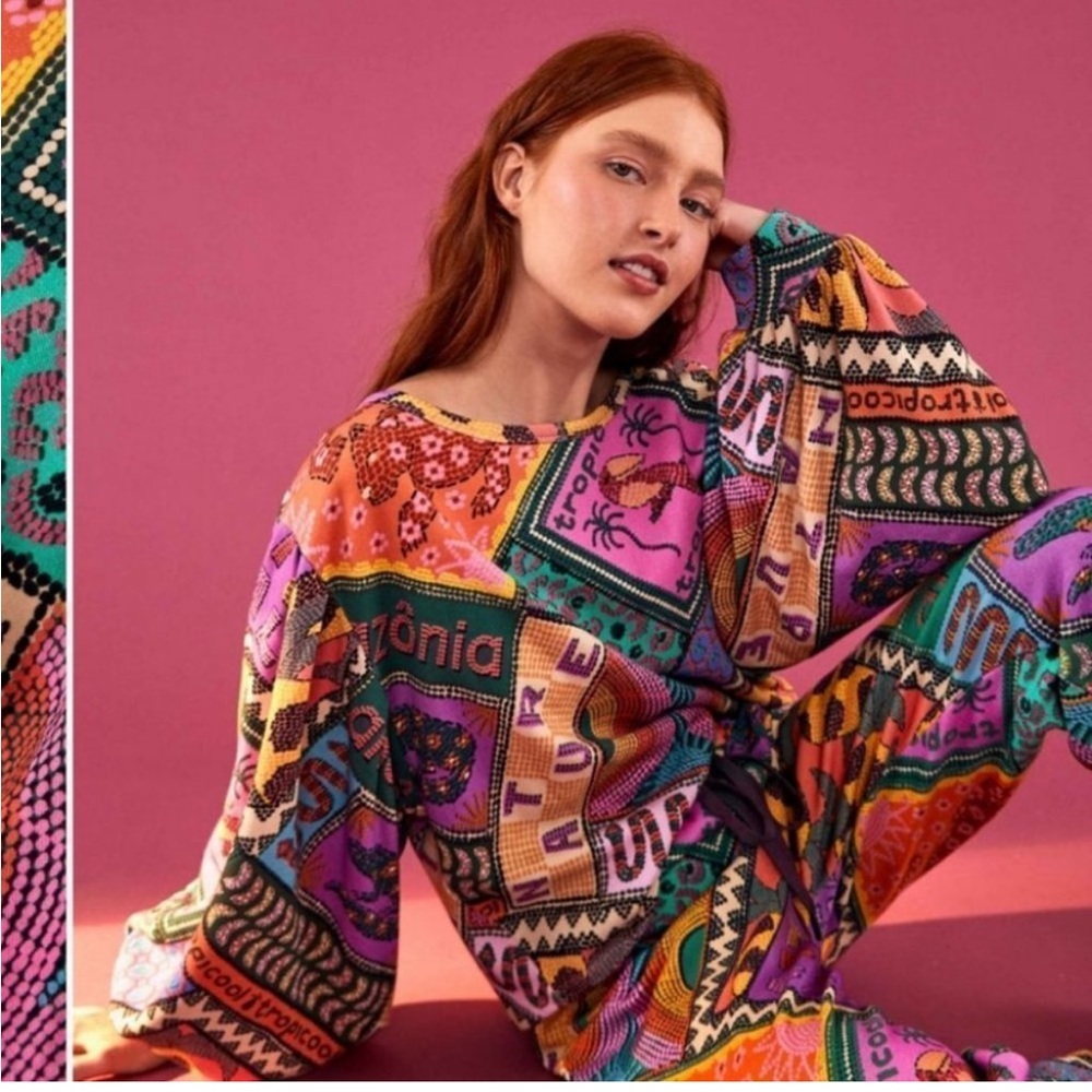 Farm Rio “dotted scarf” sweatshirt